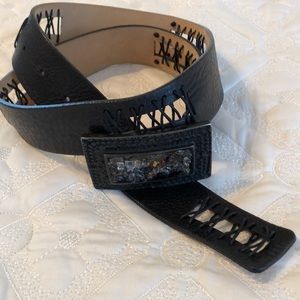 Ibel black leather belt size 35 made in Italy